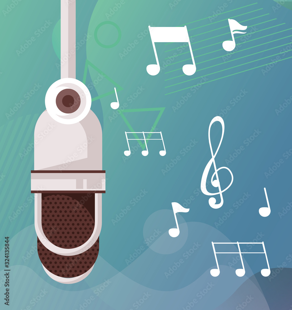 Wall mural radio microphone retro hanging icon