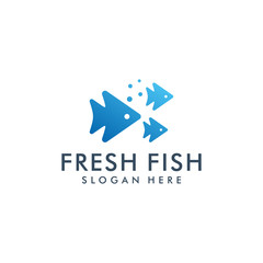 Fresh fish logo design template vector illustration