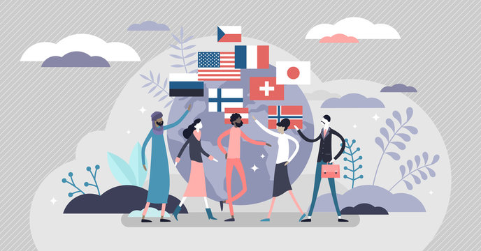 Nationalism concept, flat tiny person vector illustration