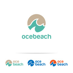 Obraz premium Ocean, sea, beach logo design vector illustration