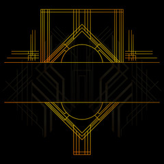 Luxury geometric background with space for text. Vector illustrated vintage wedding invitation, greeting card in art deco.