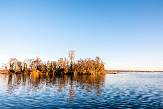 evening mood in winter at a lake