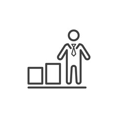 Business man Growing graph line icon. linear style sign for mobile concept and web design. Businessman, bar chart diagram outline vector icon. Symbol, logo illustration. Vector graphics