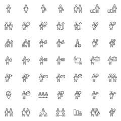 Business people line icons set. Successful business linear style symbols collection, outline signs pack. vector graphics. Set includes icons as partnership deal, solution idea, businessman handshake