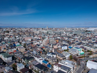 Fototapeta premium ドローンで空撮した名古屋市の街並みの風景