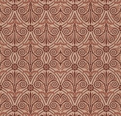 Art Deco Pattern Tile In Brown Colors