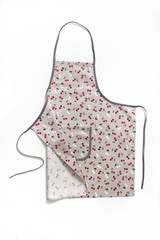 фартук на белом фоне. фартук с принтом вишки