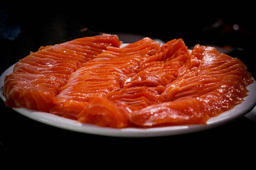 salmon on a plate sashimi