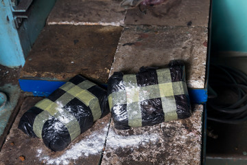 Military Police catch cocain packet aboard of cargo vessel ship during operation stop narcotic...