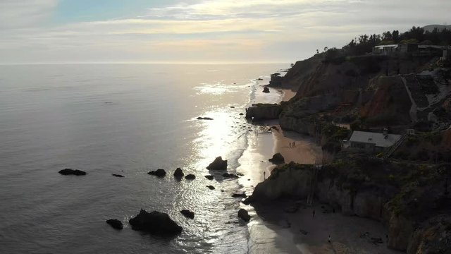 Drone footage above Malibu cliffs