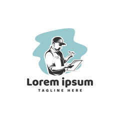 Stock Check Officer Logo Vector Icon Illustration