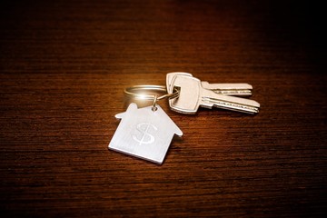 The symbol of the house lies on a brown wooden background