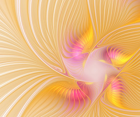 Golden pink abstract fractal flower