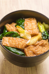 京風　九条ネギと油揚げのきつね丼