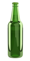 Green glass bottle. Design mockup template.