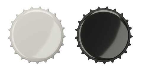 Beer bottle cap, blank label. Icon set. Top view. Template design.