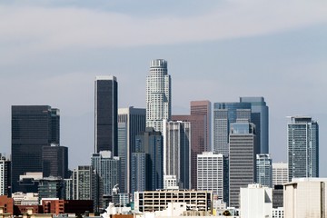 Fototapeta premium Beautiful aerial view of Los Angeles skyline at daytime, California, USA