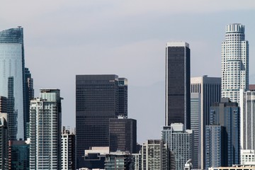 Fototapeta na wymiar Beautiful aerial view of Los Angeles skyline at daytime, California, USA