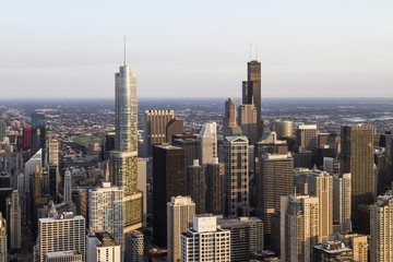 Fototapeta na wymiar Beautiful aerial view of Chicago skyline at daytime, Illinois, USA