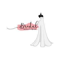 Bridal Dress Boutique Logo Ideas, Fashion, Beautiful Bride, Vector Design Template