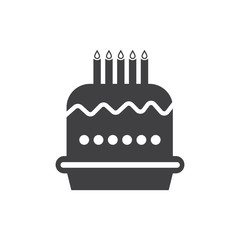 Cake with candle icon on white background