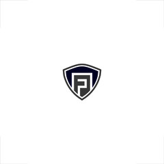 F P letter logo shield design