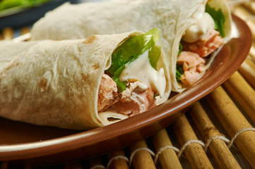 Salmon and Kale Caesar Wraps