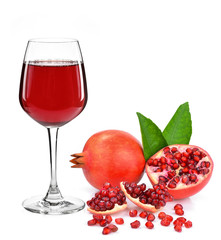  Pomegranate juice isolated on white background