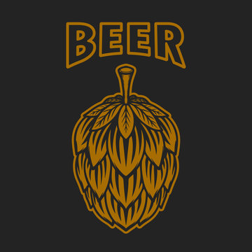 Beer hop illustration on white background. Design element for logo, label, emblem, sign.