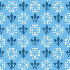 Decorative seamless pattern. Modern pattern background. Textile design texture. Blue and white color. Wrapping paper design.