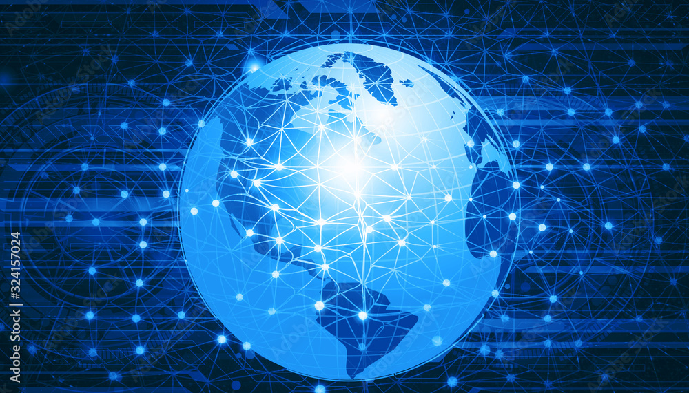 Poster global communication networking. abstract digital background. 3d illustration.