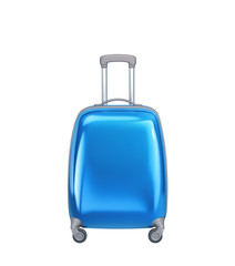 Blue travel suitcase isolated on white background
