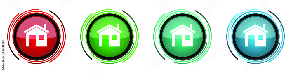 Leinwandbilder house round glossy vector icons, home, set of buttons for webdesign, internet and mobile phone appli