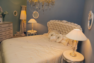 Luxurious interior of a bedroom in a classic style