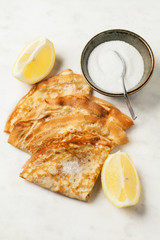 Shrove Tuesday pancakes with lemon