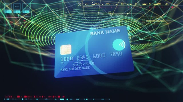 an empty credit card getting upgraded to become contractless, a high tech scene for the evolution of credit cards, how credit cards include RFID