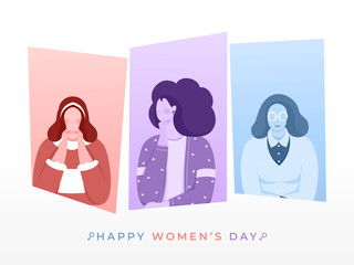 Cartoon Female Image in Different Age for Happy Women's Day