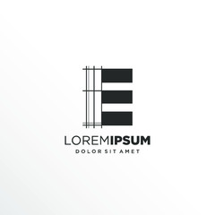 Letter E Logo Design with Architecture Element