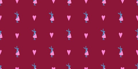 Easter seamless pattern. bunny rabbit. Happy easter. Cute spring illustration..