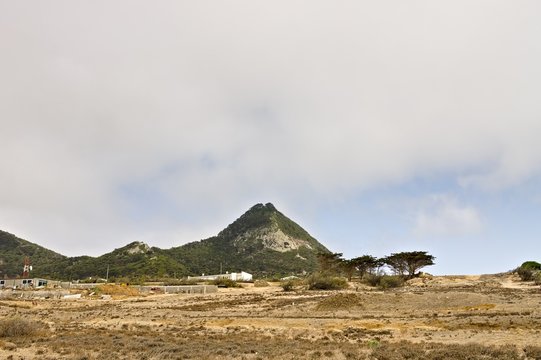 View of an extint volcano in an arid place (Porto Santo, Portugal, Europe)
