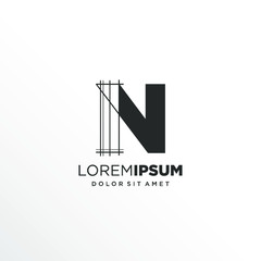 Letter N Logo Design with Architecture Element