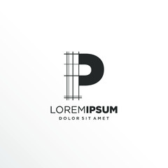 Letter P Logo Design with Architecture Element