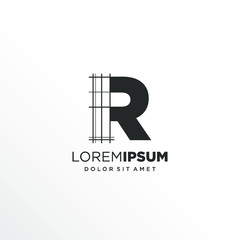 Letter R Logo Design with Architecture Element