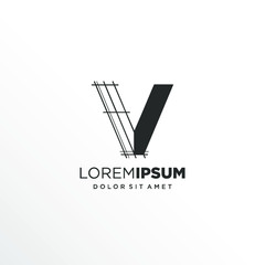 Letter V Logo Design with Architecture Element