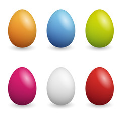 Happy Easter. Set of Easter eggs with different texture on a white background. Spring holiday. Vector Illustration. Happy easter eggs.