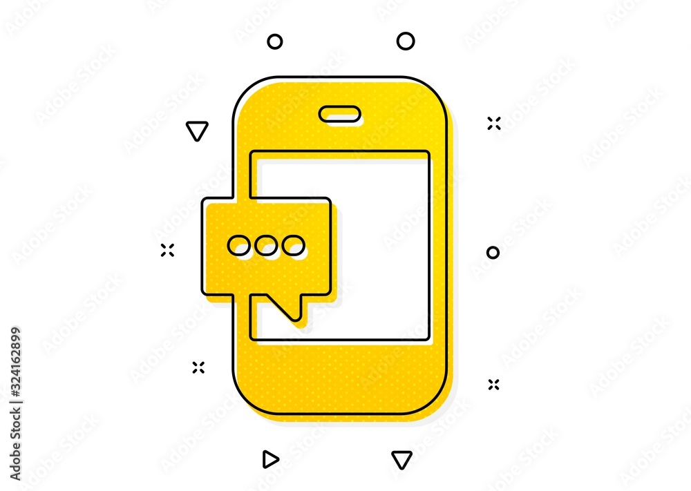 Poster cellphone or phone messenger sign. smartphone message icon. ð¡ommunication mobile device with chat s
