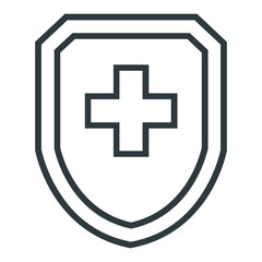 Obraz premium Medicine shield line icon on white background