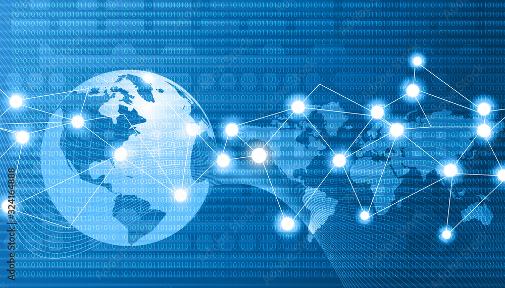 Poster Global communication networking. 3d illustration..