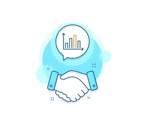 Column chart sign. Handshake deal complex icon. Diagram graph line icon. Market analytics symbol. Agreement shaking hands banner. Diagram graph sign. Vector