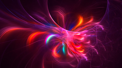3D rendering abstract red fractal light background